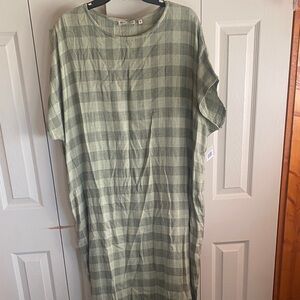 Gravel & Gold NWT Relaxed 100% Cotton Short Sleeve Scoop neck Side Pockets Dress